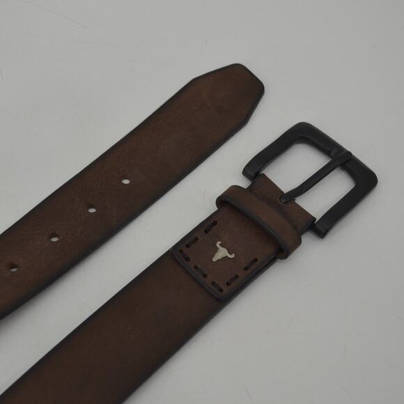 American Bison Brown Leather Belt Durable Mens Classic Sz 32 - Picture 5 of 11